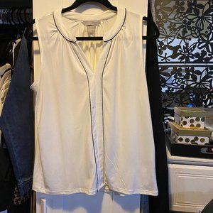 H&M White Tank Top with Black Piping Detail - (S)